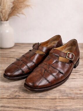 Fratelli Vanni Brown Leather Fisherman Shoes Sandals Men’s Size 11 Italy